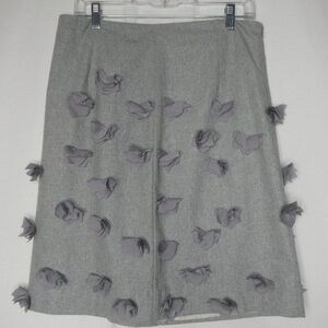 Alpha 60 Wool Blend Skirt Floral Applique Grey Lrg
